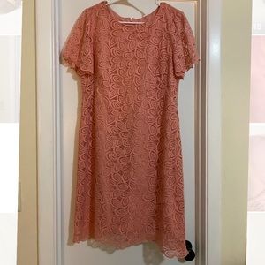Ann Taylor Salmon Lace Dress Size 10